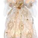 Kurt Adler Ul 10 Light Ivory and Gold Angel Treetop, 12"