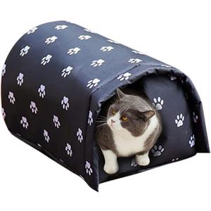 Outdoor Feral Cat House Winter,Weatherproof Waterproof Rainproof Foldable Cotton Filled Thicken Stray Feral Cats Dogs Tent Shelter Home Keep Warm Outdoor Indoor Garden (Medium - 2 Cats)