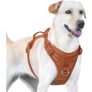 No Pull Dog Harness, Reflective Puppy Vest for Dog (Brown, M(Neck:18.5-25.6",Chest:20.9-30.7"))