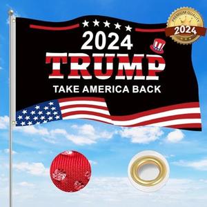 SET OF 2, Trump 2024 Flag 3x5 FT Made in USA-Take America Back Trump 2024 Flags Banner with 2 Brass Grommets UV protection Fade Resistant for Indoor Outdoor
