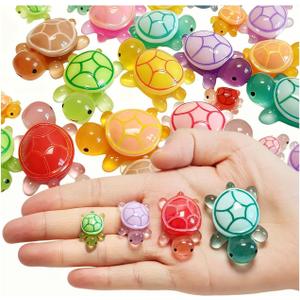 40-Piece Colorful Mini Resin Turtles Set Multi-Size Collection, Small Medium Large Turtle Figurines for Ocean Theme Decor, DIY Crafts, Fairy Garden, Party Supplies