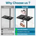 Metal Microphone Stand Tray with Mic Stand Phone Holder - 11.7" x 7.8" Functional Large Mic Stand Tray Shelf for Studio, Concert, Karaoke Clamp on Music Stand Shlef Attachment