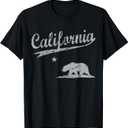 California Republic Flag Vintage Distressed Men Women Kids T-Shirt (Small, Black)