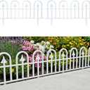 LaLaGreen Garden Edging Fence (24 Inch, 10 Pack) White Plastic Flower Bed Edging Panels for Lawn Landscape Barrier, Patio Yard Pathway Tree Rings, Outdoor Decor Border with Elegant Small Fence Style