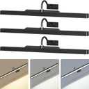 24Inch Picture Lights Battery Powered 6000mAh -3 Pack Black Wireless Remote Control Sconces for Gallery, Living Room, Museum & Large Wall Art