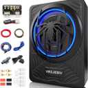 1200W Subwoofer, Slim Underseat Car Subwoofer and Amp Package with Ambient Light, Individual Control for Low Pass/Gain/Boost Bass, Loud Stereo Sound, Deep Bass Perfect for Truck/SUV/Jeep/MPV (Black)