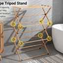 FJO Foldable Bamboo Clothes Drying Rack, 3-Tier Collapsible Laundry Clothes Hanger, Portable Wooden Drying Rack, Space Saving Indoor Outdoor, 28'' D x 15'' W x 39.3'' H, Beige