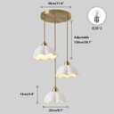 3 Light Pendant Light Minimalist Style Ceiling Hanging Lamp Retro White Wave Ceramic Lampshade Brass Finish Ceiling Light for Kitchen Island Bedroom Bedside, 7in 3-Light