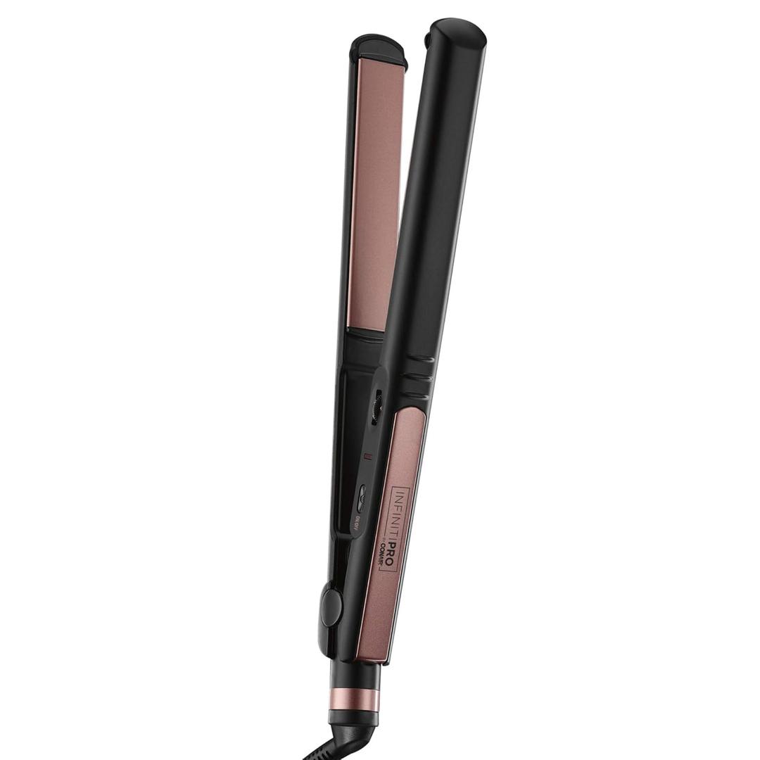 CONAIR INFINITIPRO Rose Gold Ceramic Flat Iron, 1-inch (Black)