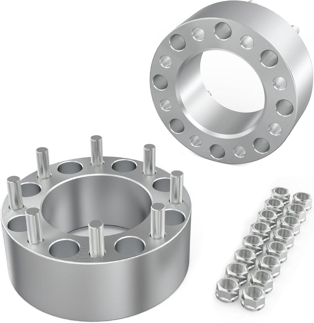 2.5 Inch 8x165.1 Wheel Adapters,64mm Forged Thick 8x6.5 Wheel Spacer CNC Machined Compatible for Ram 2500 3500 and More,Lug Centric Thread Pitch 9/16" Hub Bore 126mm 2Pcs