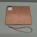 Varikke for iPhone 16 Pro Max Wallet Case Detachable with RFID Blocking Card Holder for Women, Glitter Leather Strap Magnetic Flip Wallet Removable Phone Case for iPhone 16 Pro Max 6.9", Rose Gold