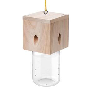 1 PCS Wood Carpenter Bee Trap for Outside - Best Bee Trap - Cube Style Nature Hanging Carpenter Bee Traps Plastic Jar Outdoor - Insect Traps