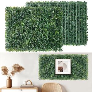 Artificial Grass Wall Panels, 24 PCS 24x16 inch Boxwood Hedge Wall Panels with 100 Zip Ties, Boxwood Backdrop for Outdoor Indoor Decorative Fences Privacy Hedge