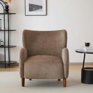 Christopher Knight Home Dolly Mid-Century Modern Velvet Upholstered Wingback Club Chair, Living Room Lounge Chair for Relaxation, Reading Armchair, Solid Wood Living Room Accent Chair, Camel+Brown, 31.25''D x 32.25''W x 33.00''H