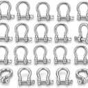 YOUNTHYE 20 PCS M6 Stainless Steel Screw Pin Shackles, 1/4 Inch 304 Stainless Steel Bow Shackle Set, Small Clevis Connectors for Chain, Rope, Anchor Lines, Tie Downs, Trailer and Outdoor Utility Use