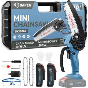 Saker Mini Chainsaw|6 Inch Chainsaws[2026 Upgraded]|Mini Cordless Electric Chain Saw|Small Handheld Portable Chain Saws Battery Powered Saw for Tree Trimmer and Garden