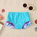 Toddler Baby Girls 3-Piece Rashguard Sets Swimwear Bathing Suit Long Sleeve Swimsuit Sunsuit Swim Shirt UPF 50+ (6-12 Months, Colorful-unicorn)