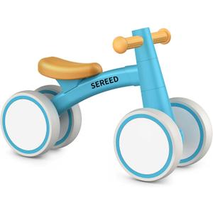SEREED Baby Balance Bike for 1 Year Old Boys Girls 12-24 Month Toddler Balance Bike, 4 Wheels Toddler First Bike, First Birthday Gifts (Blue)
