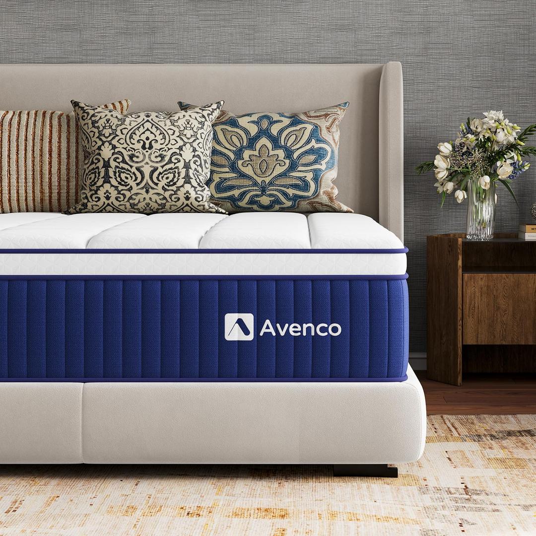 Avenco 10 Inch Twin Mattress, Twin Size Hybrid Mattress with Cooling Memory Foam and Smarts Coil Pocket Springs, Balanced Comfort & Enhanced Support, Mattresses in a Box, CertiPUR-US Certified