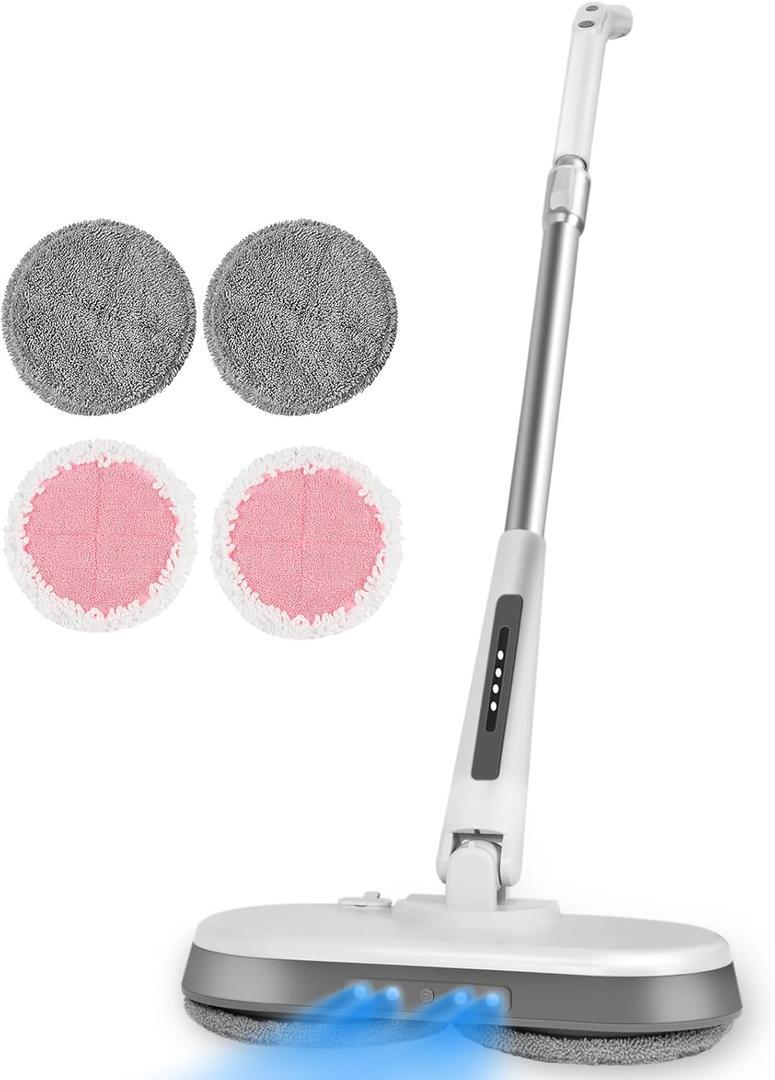 Cordless Electric Mop, Electric Spin Mop with LED Headlight and Water Spray,60 Mins Spin Power Scrubber Mops for Floor Cleaning,2000mAh Battery,350ml Water Tank, Light Weight, Standing Storage Cordless Electric Mop, Electric Spin Mop with LED Headlight and Water Spray,60 Mins Spin Power Scrubber Mops for Floor Cleaning,2000mAh Battery,350ml Water Tank, Light Weight, Standing Storage