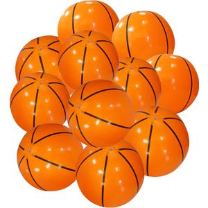 4E's Novelty Inflatable Basketballs (3 or 12 Pack) Large 20" Basketball Beach Ball Bulk for Sports Themed Basketball Party Decorations & Favors, Fun Beach Pool Games & Toys for Kids