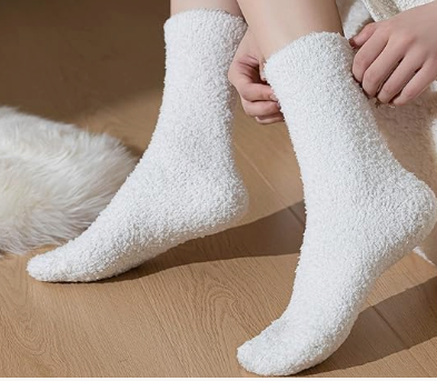Women's Fuzzy Socks - Ultra Soft & Warm Cozy Fluffy Plush Sleep Socks for Winter 3 Pairs (Pink/White/Beige)
