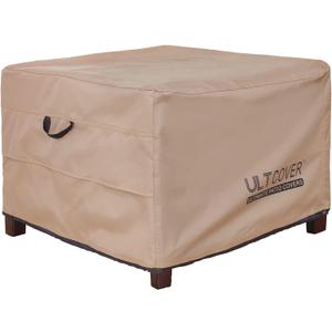 ULTCOVER Waterproof Patio Ottoman Cover Square Outdoor Side Table Furniture Covers Size 20L x 20W x 18H inch (Brown)