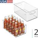 iDesign Stackable Fridge Bin, Set of 2, Clear | Kitchen Storage Bin, For Pantry, Cabinets, or Fridge