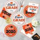 Graduation Decorations 2026, 200 Pcs Class of 2026 Graduation Party Supplies Kit with Paper Plates, Luncheon and Cocktail Napkins, Congrats Grad Decorations for 50 Guests (Orange)