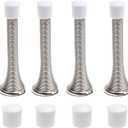 Kare & Kind 4X Spring Door Stoppers (Silver) - Screw-in Flexible Steel Stoppers with White Rubber Bumper Tips - Protect Walls from Bumps, Marks and Damages - Kid and Pet Safe - for Homes, Offices