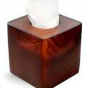 Smooth Tortoiseshell Finish Facial Tissue Box Cover - Brown Resin Cube Tissue Holder with Open Bottom, Modern Home Decor for Bathroom, Living Room, Kitchen, Office - Unique Housewarming Gift