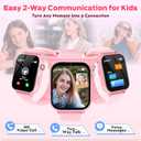 4G Kids Smart Watch with GPS Tracker, Video Call & Texting, Smart Watch for Kids with SIM Card, SOS, School Mode, HD Camera, Pedometer, Kid Watch Gift for Boys Girls Age 4-12, Pink