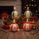 Lounsweer 4 Pcs Rustic Holly Berries Ball Candles Christmas, Round Ball Ornament Candles 3 Inch Unscented Decorative Sphere Candle for Weddings Christmas Home Decoration Gifts