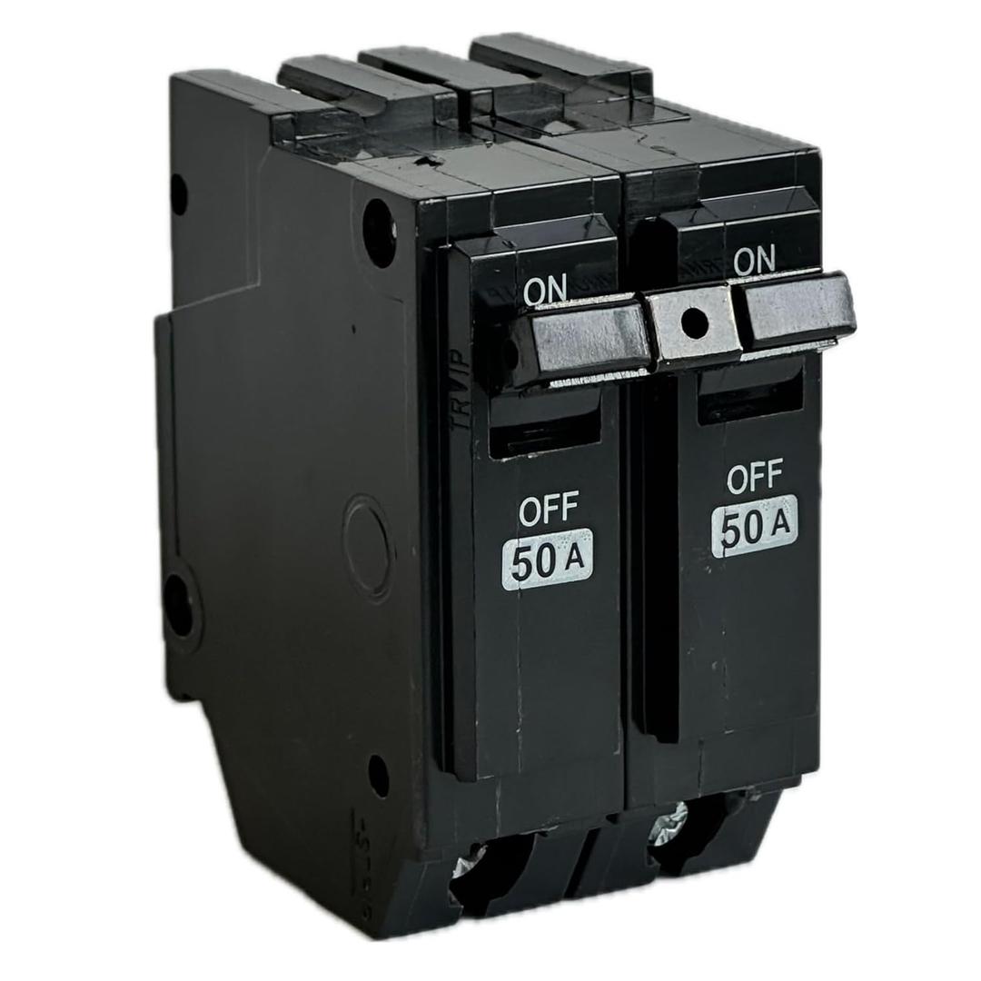 Circuit Breaker，Fit for General Electric，Repalce for THQL 2p 50A Breaker,2 Pole 50 Amp 120/240V 10kA，Plug-in Mount Standard，Thermal Magnetic Protection