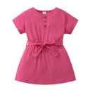 Saeaby Kids Girls Clothes 6T Girl Clothes Boho Short Sleeve Ruffle Casual Playwear Sundress Toddler Little Girls Outfits Hot Pink Dresses Size 7 for Kids (Pink)