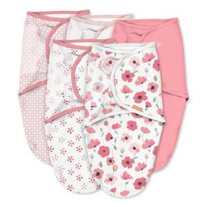 SwaddleMe Original Swaddle  Size Small/Medium, 0-3 Months, 5-Pack (Pretty Poppy )
