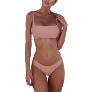meioro Bikini Set Swimsuits for Women Low Waisted Two Piece Swimwear with Brazilian Push up Top Cheeky Bottom Bathing Suits (X-Small, Pink)