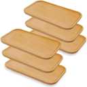 6 Pack Solid Wood Serving Platters and Trays of Natural Wood with Edge,Rectangular Avoid Sliding and Spilling Food (6pcs Wood*10x5 Inch)