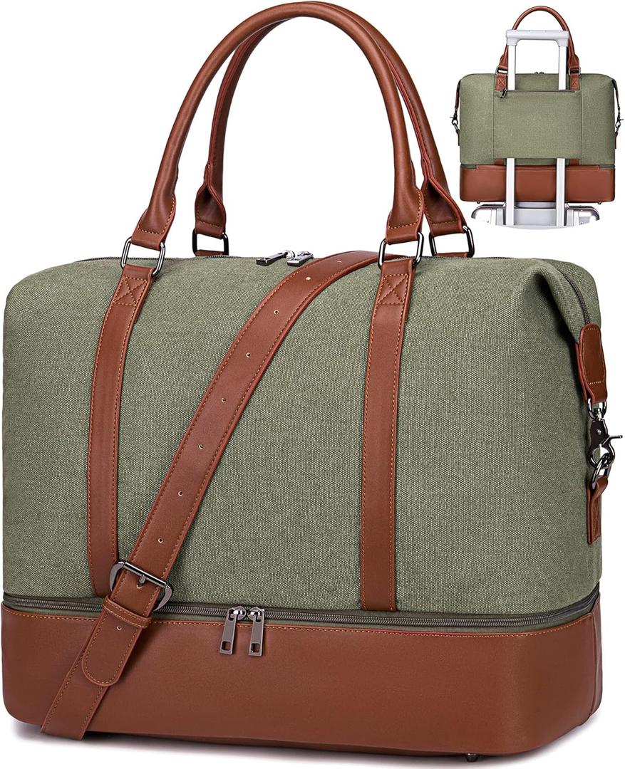 BLUBOON Travel Weekender Bag for Women Carry-on Tote Bag with Shoe Compartment Duffle Overnight Bag (T-army Green)