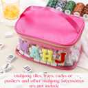 Kinlop American Mahjong Bag Empty Clear Mahjong Tiles Bag, Letter Embroidery Mahjongs Case for Standard Size American Mahjongs Set, Case Only(Pink,Mahj)