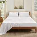 Bedsure Split King Sheet Set, Cooling Sheets for Split King Bed Set, Rayon Derived from Bamboo, Breathable & Soft Deep Pocket, Hotel Luxury Silky Bedding, Bedsheet & Pillowcases, White
