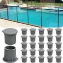 Pool Fence Caps 25Pcs Silicone Pool Fence Hole Caps with Easy Pull Tab, Pool Deck Sleeve & Patio Ground Plugs for 1-Inch Removable Safety Fence,Weatherproof,Compatible with Most Pool Barrier Systems