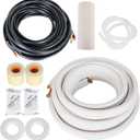 50FT Air Conditioning Tubing Hose Extension 1/4 and 1/2 Inch Twin Insulated Copper Hoses Fit for Mini Split Air Conditioner