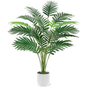 Der Rose 28'' Artificial Palm Tree Large Fake Tropical Faux Plants Indoor and Outdoor for Home Bathroom Porch Outside Patio Decor (White Pot)