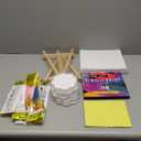 217 Pcs Art Painting Kit Supplies Set for Kids to Party - 120 Paint Brushes, 24 Acrylic Paints, 12 Wood Easels & Canvas Panels & Palettes & Aprons & Wash Pen Cup, 1 Plastic Tablecloth