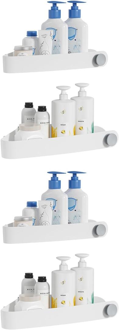 Sotfamily Shower Caddy Corner, 4 Pack Adhesive Corner Shower Shelves for Bathroom Organizers and Storage, Rust Free Plastic Rack for Bathroom Accessories & Decor, White
