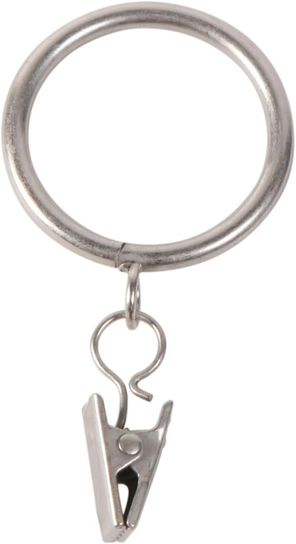 Kenney A58720012 Classic Clip Rings for Rods up to 1-Inch Diameter, Satin Nickel, 7-Pack,Satin Nickel, For 1" Diameter Rods