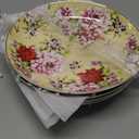 BTaT- Floral Dessert Plates Ceramic, Set of 4, 8 Inch, Assorted Colors with Golden Rim, Deep Porcelain Floral Plates Set of 4, Dishwasher Safe, Mothers Day Gift