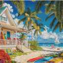 500 Piece Puzzles for Adults, Beach Cottage Puzzles for Adults 500 Pieces, Summer Beach Leisure Jigsaw Puzzles, Challenging Ocean Jigsaw Puzzle as Home Decor
