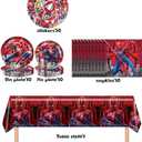 Super hero party supplies and party decorations Inclusioning banners, balloons, tablecloths, dinner plates, etc.